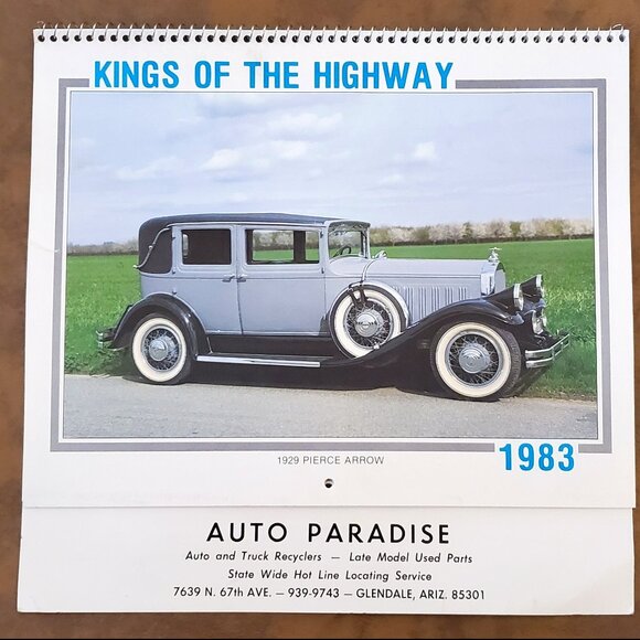 1983 Kings of the Highway Vintage Car Calendar - Advertising Auto Paradise AZ - Picture 1 of 15